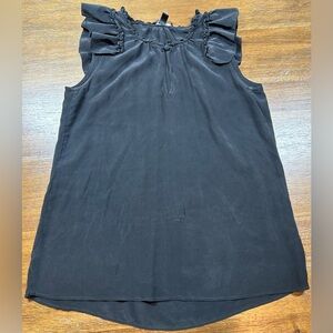 J. Crew Women's Size 10 (M) Grey Silk Ruffle High Neck Tank Top Sleeveless Shirt